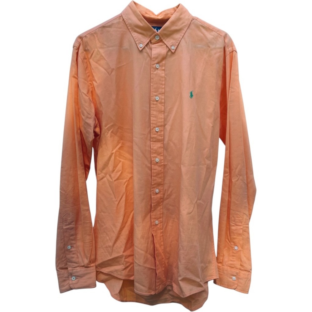 Ralph Lauren Custom Fit Orange Cotton Button Down Shirt Men's Large Pony Logo